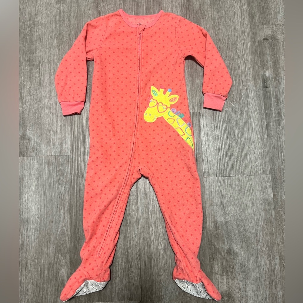 Kids Headquarters girls fleece‎ sleeper w/ giraffe, size 3T